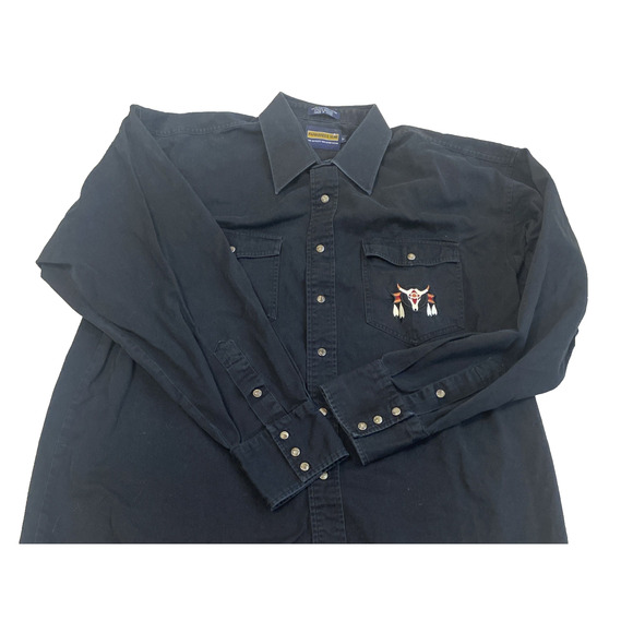 PANHANDLE SLIM COWBOY SNAP PEARL WESTERN SHIRT LARGE Embroidered - Picture 4 of 7